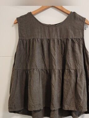 Venus Linen Cotton Blend Tiered Sleeveless Top